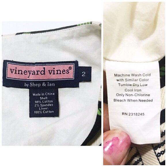 Vineyard Vines r Tiller Rope print cotton sleeveless dress, size 2 - Picture 7 of 10